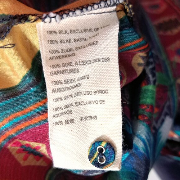 Johnny Was Silk Long Sleeve Tunic Floral Pattern Size Large - Picture 12 of 13